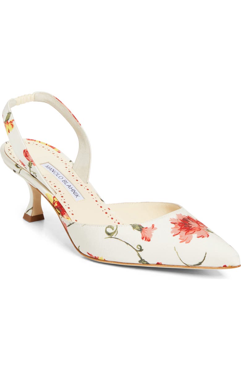 Manolo Blahnik Carolyne Floral Pointed Toe Slingback Pump, Main, color,