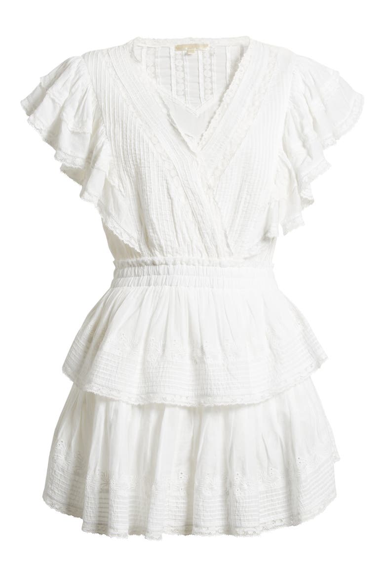 Gwen Ruffle Cotton Eyelet Minidress, Alternate, color, WHITE