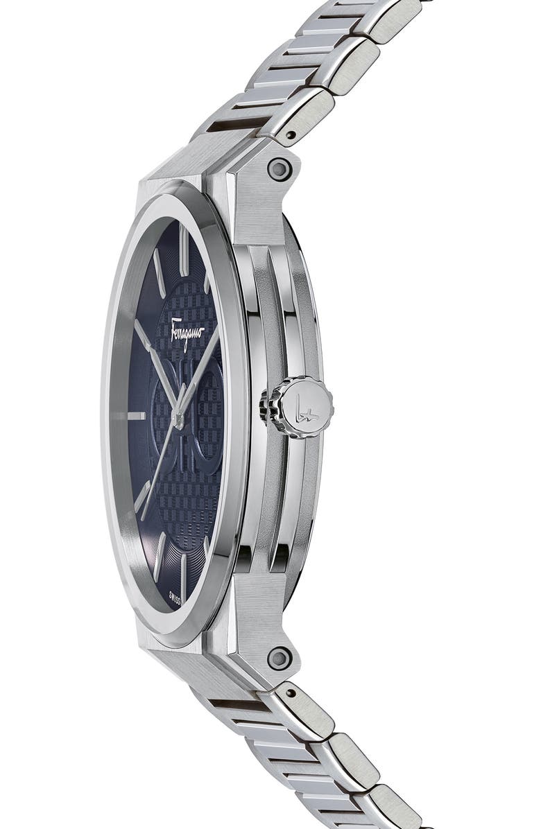 FERRAGAMO Salvatore Ferragamo Sapphire Bracelet Watch, 41mm, Alternate, color, Silver/ Blue/ Silver