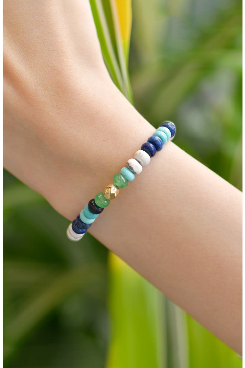Bohème Multicolor Smooth Rondelle Stretch Bracelet, Alternate, color, TURQUOISE