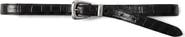 Veronica Beard Arch Croc Embossed Leather Skinny Belt