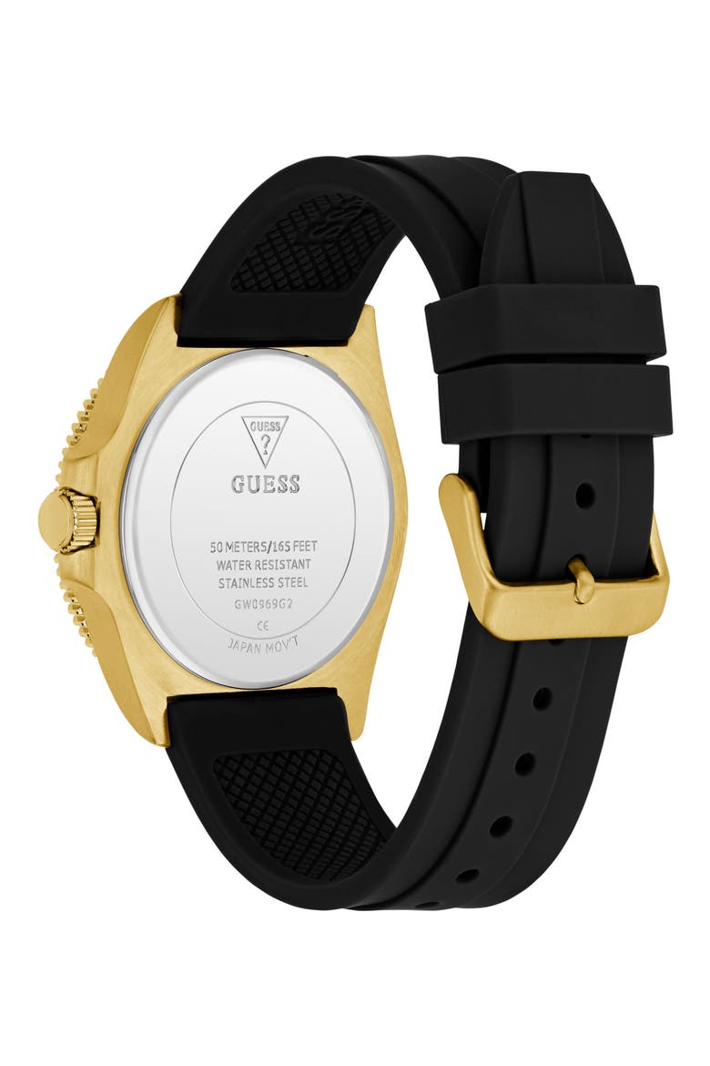 Cliff Silicone Strap Watch, 41mm, Alternate, color, BLACK/ GOLD