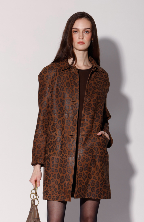 Walter Baker Candice Leather Coat In Animal Print