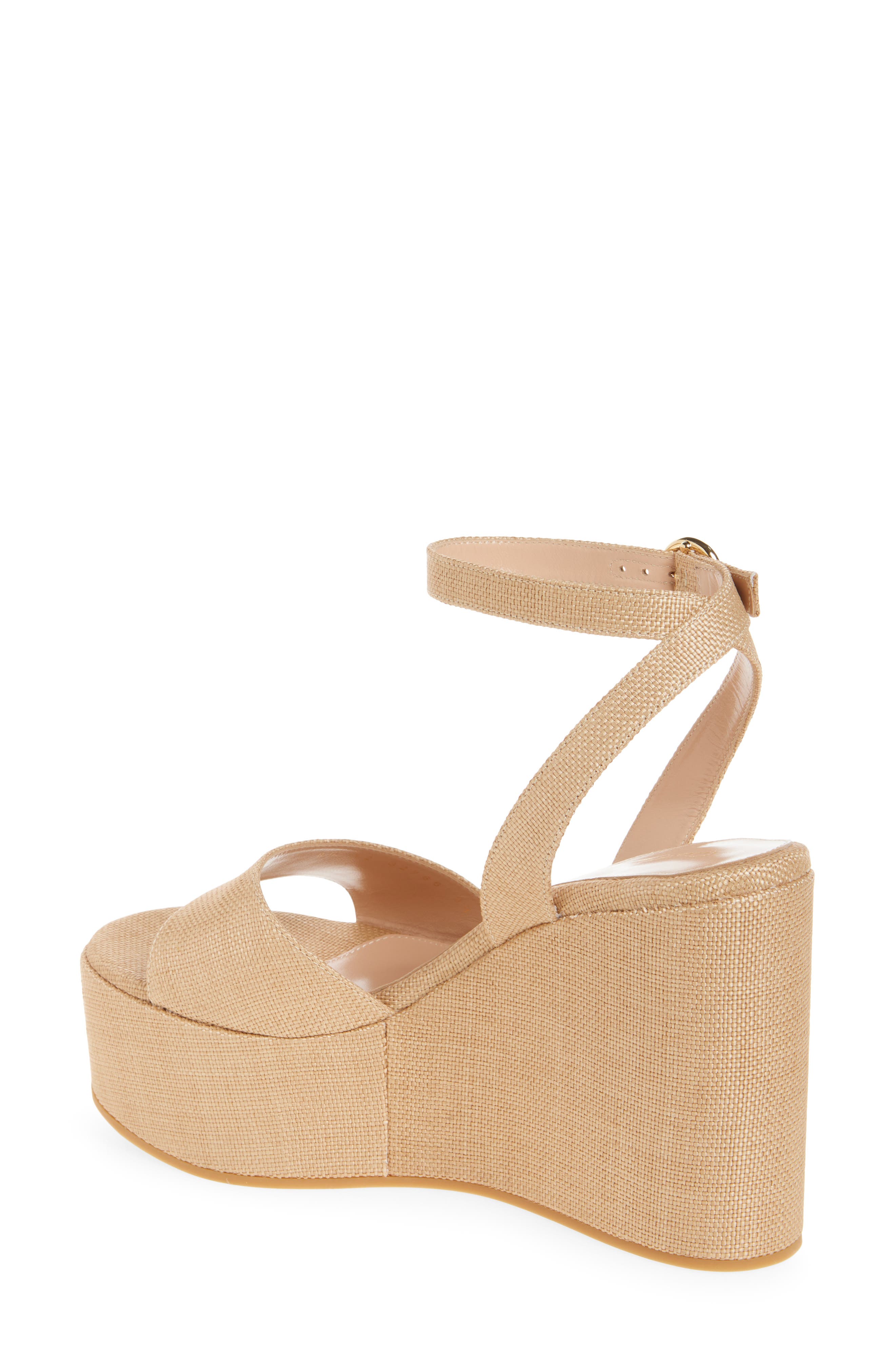 Gianvito Rossi Ankle Strap Wedge Sandal, Alternate, color, Lino