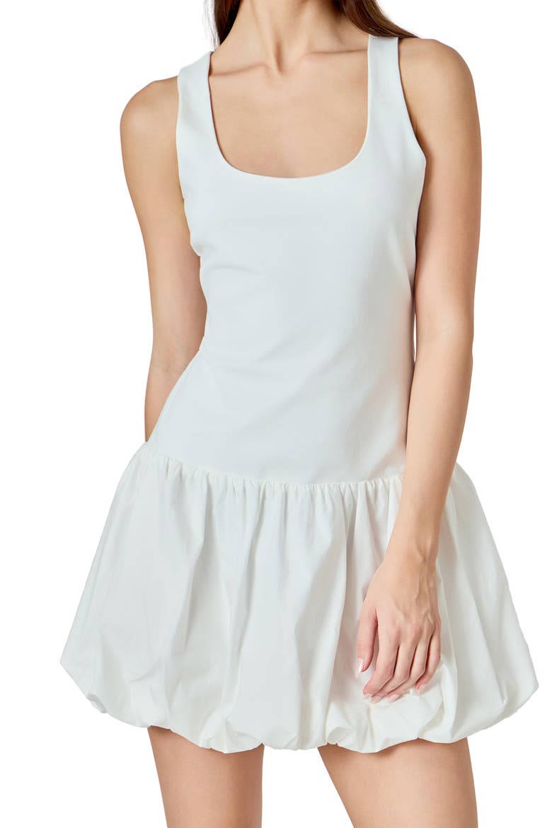 Bubble Hem Sleeveless Minidress, Alternate, color, WHITE