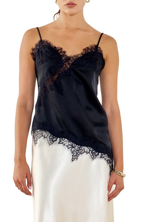 Lace Trim Asymmetric Camisole