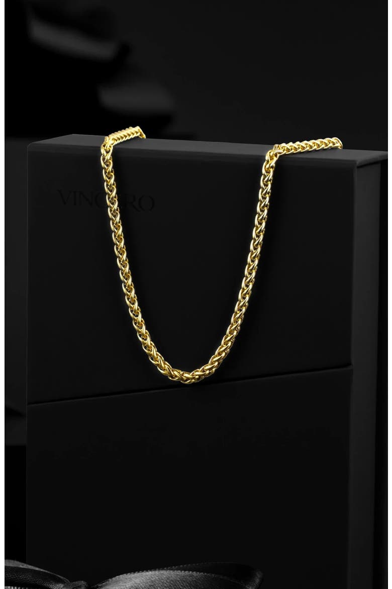 Men's Wheat Chain Necklace, Alternate, color, GOLD