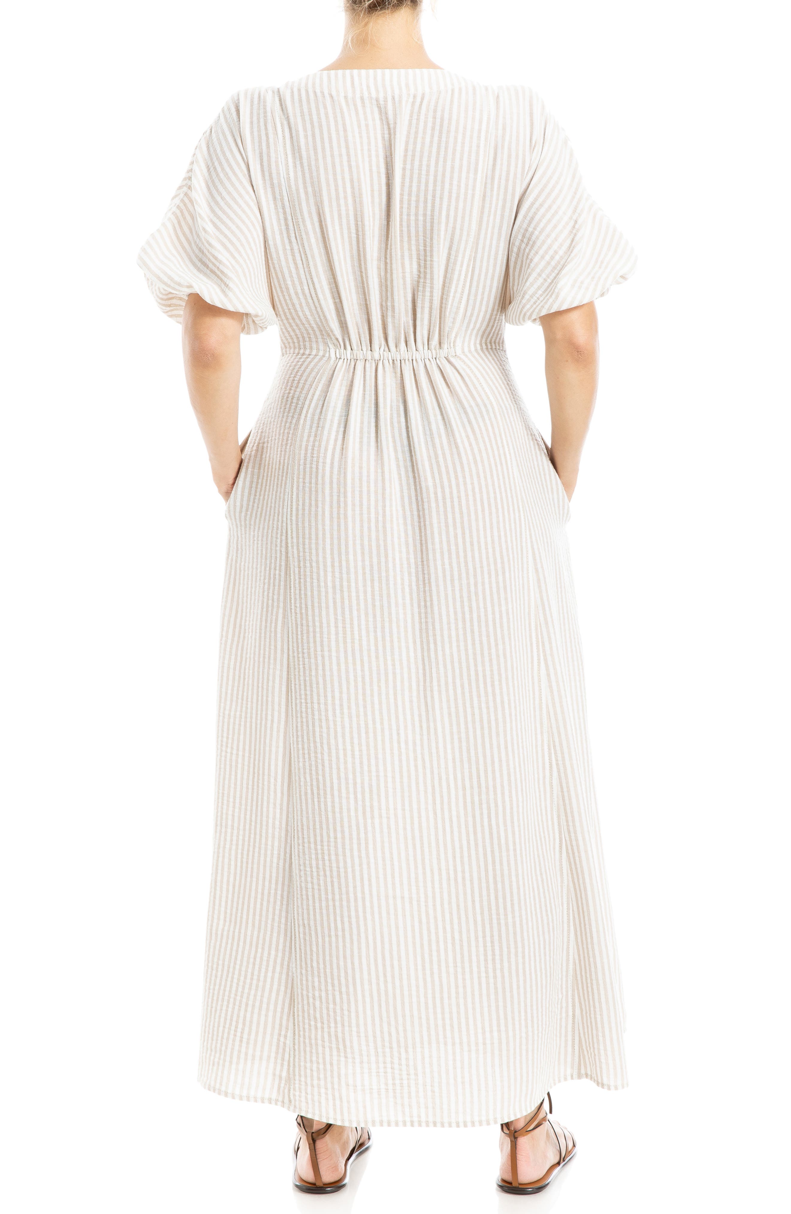 MAX STUDIO Puff Short Sleeve Button Front Maxi Dress (Women ...