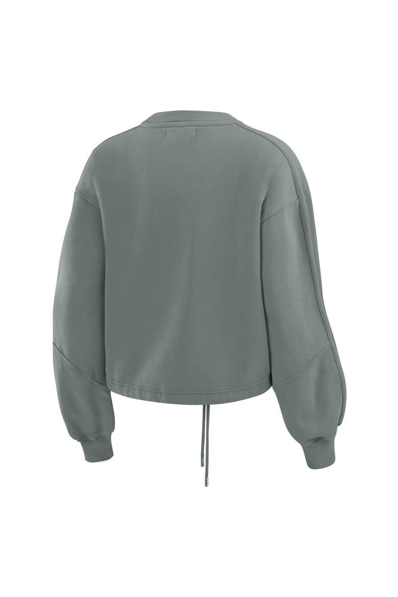 Women's WEAR by Erin Andrews Green New York Jets Washed Fleece Long Sleeve T-Shirt & Shorts Lounge Set, Alternate, color, Green