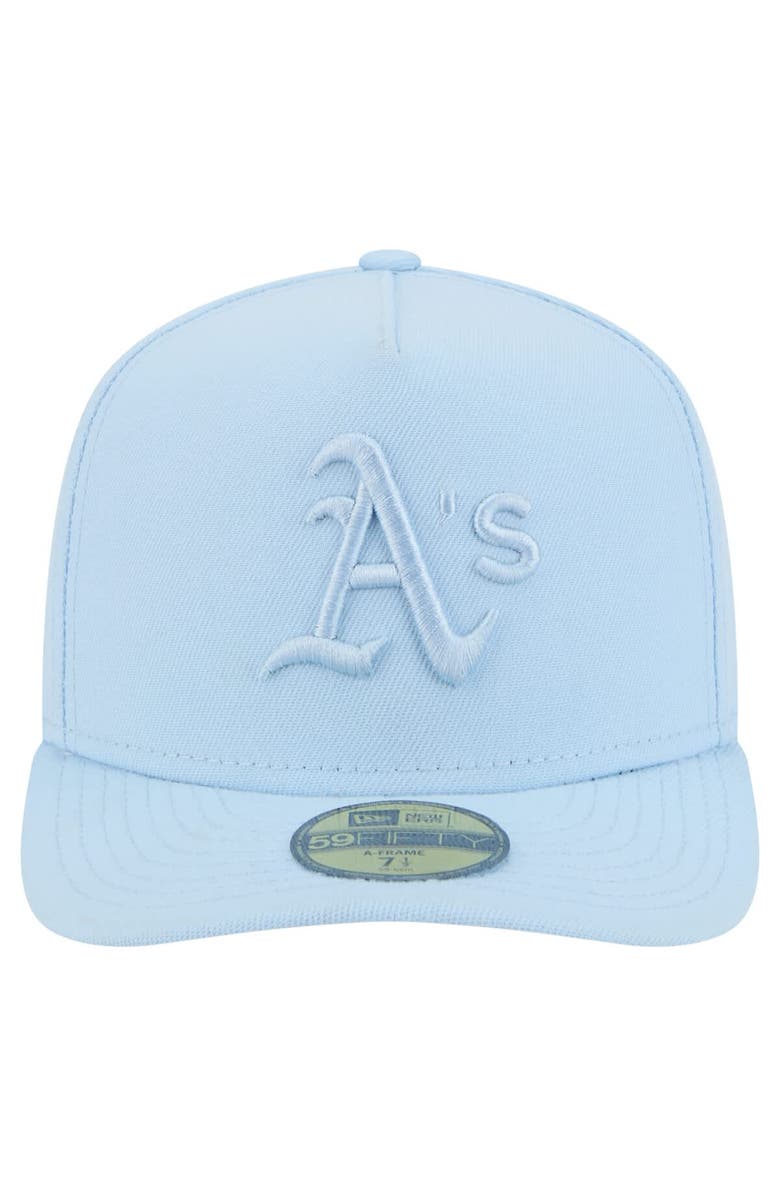 New Era Men's New Era  Light Blue Athletics Color Pack A-Frame 59FIFTY Fitted Hat, Alternate, color, 