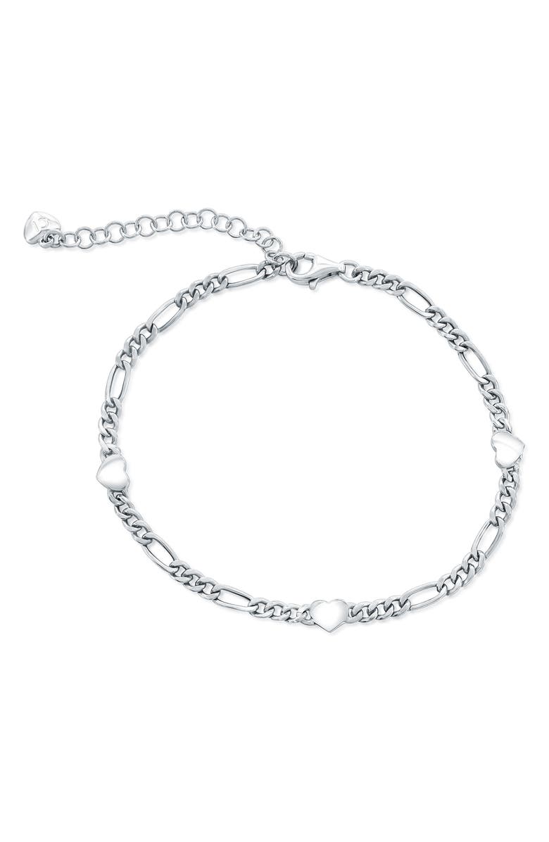 SIMONA Heart Figaro Chain Bracelet, Main, color, Silver