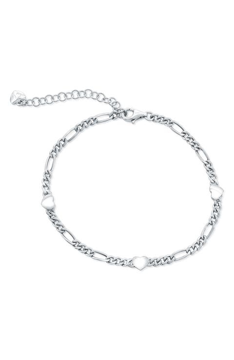 Heart Figaro Chain Bracelet