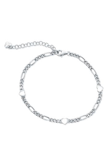 Simona Heart Figaro Chain Bracelet In Silver