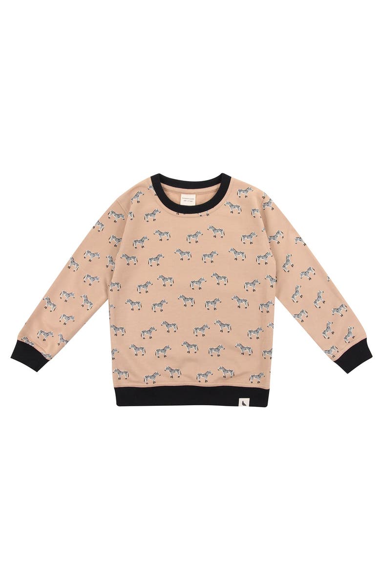 Turtledove London Kids Organic Cotton Zebra Print Sweatshirt, Main, color, Beige