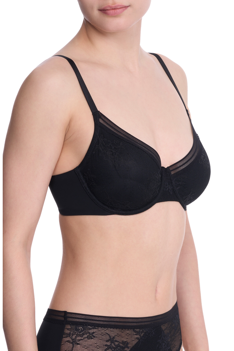 Love Lace Back Smoothing Underwire T-Shirt Bra, Alternate, color, Black