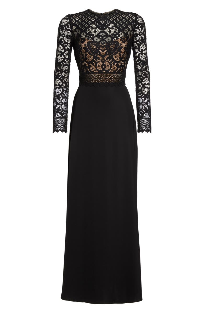 Tadashi Shoji Lace & Crepe Gown, Alternate, color, 