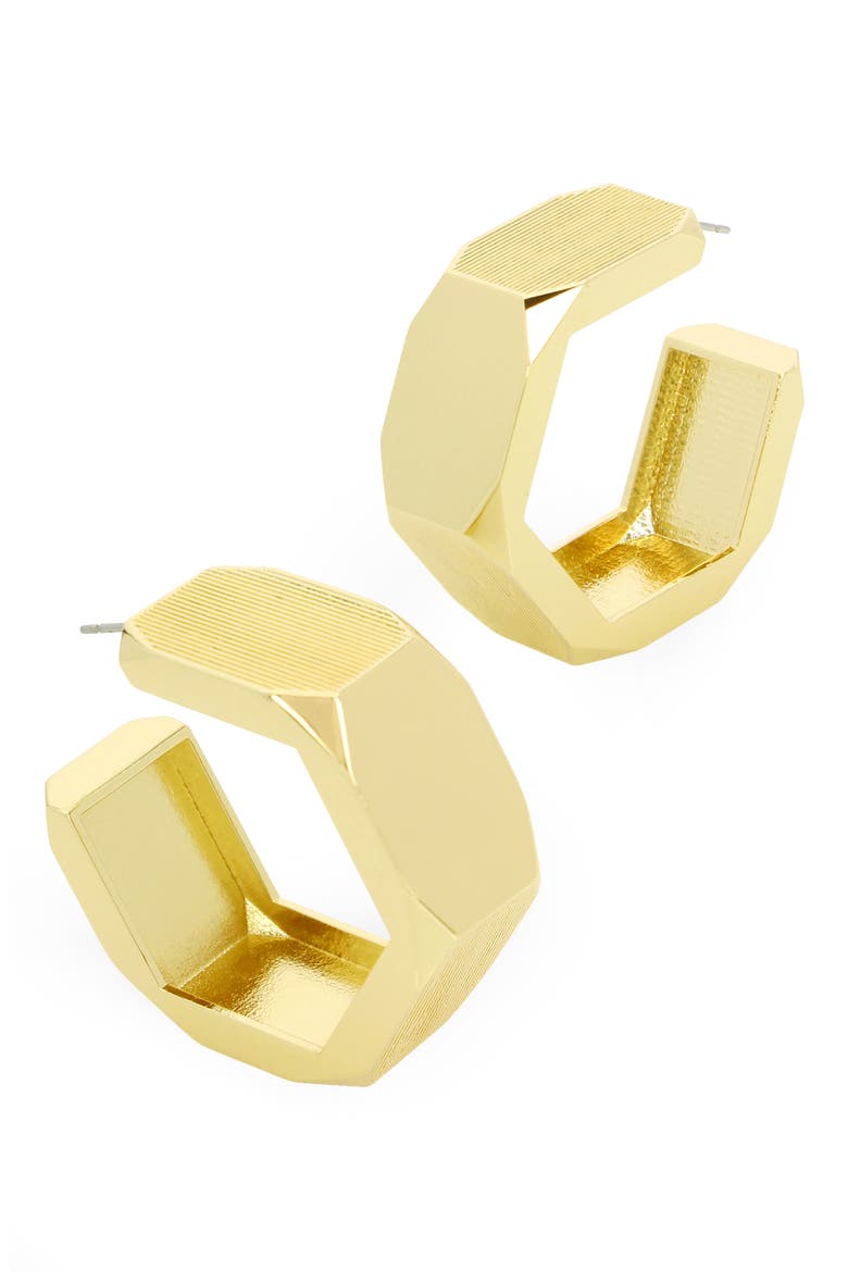 Textured Large Hexagon Hoop Earrings, Alternate, color, GOLD