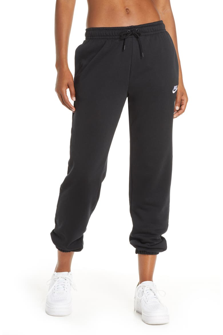 Sportswear Essential Fleece Pants, Main, color, BLACK/ WHITE