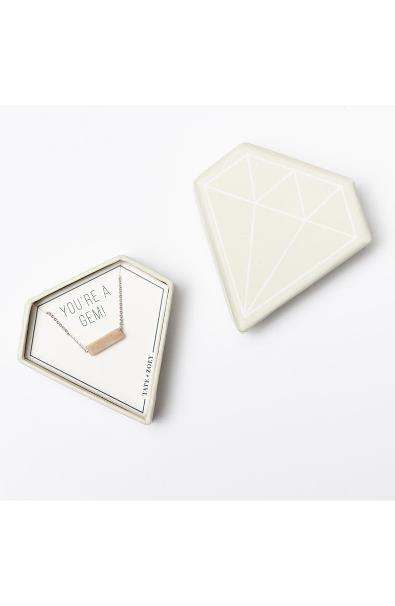 Totalee Gift You're a Gem Necklace, Pink Burnished Brass Pink, Main, color, Metallic Silver