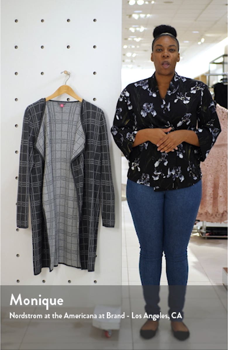 Plaid Open Front Combed Cotton Cardigan, sales video thumbnail