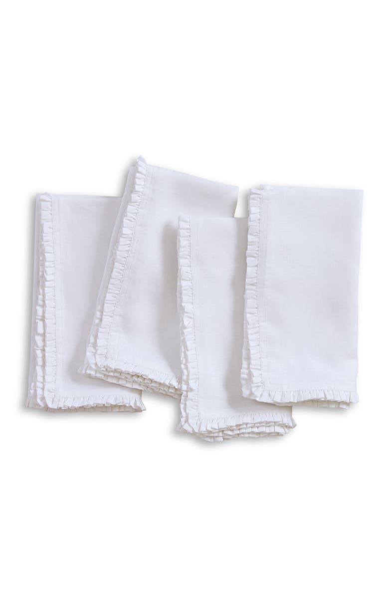 Solino Home Linen Dinner Napkins - Juliette Ruffle, 20" x 20", Main, color, White