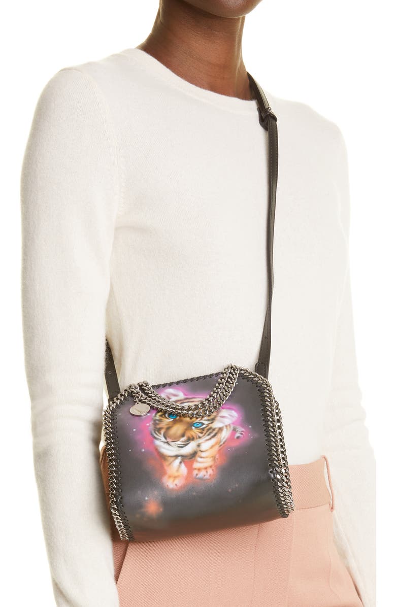 Stella McCartney Small Falabella Tiger Print Faux Leather Tote, Alternate, color,