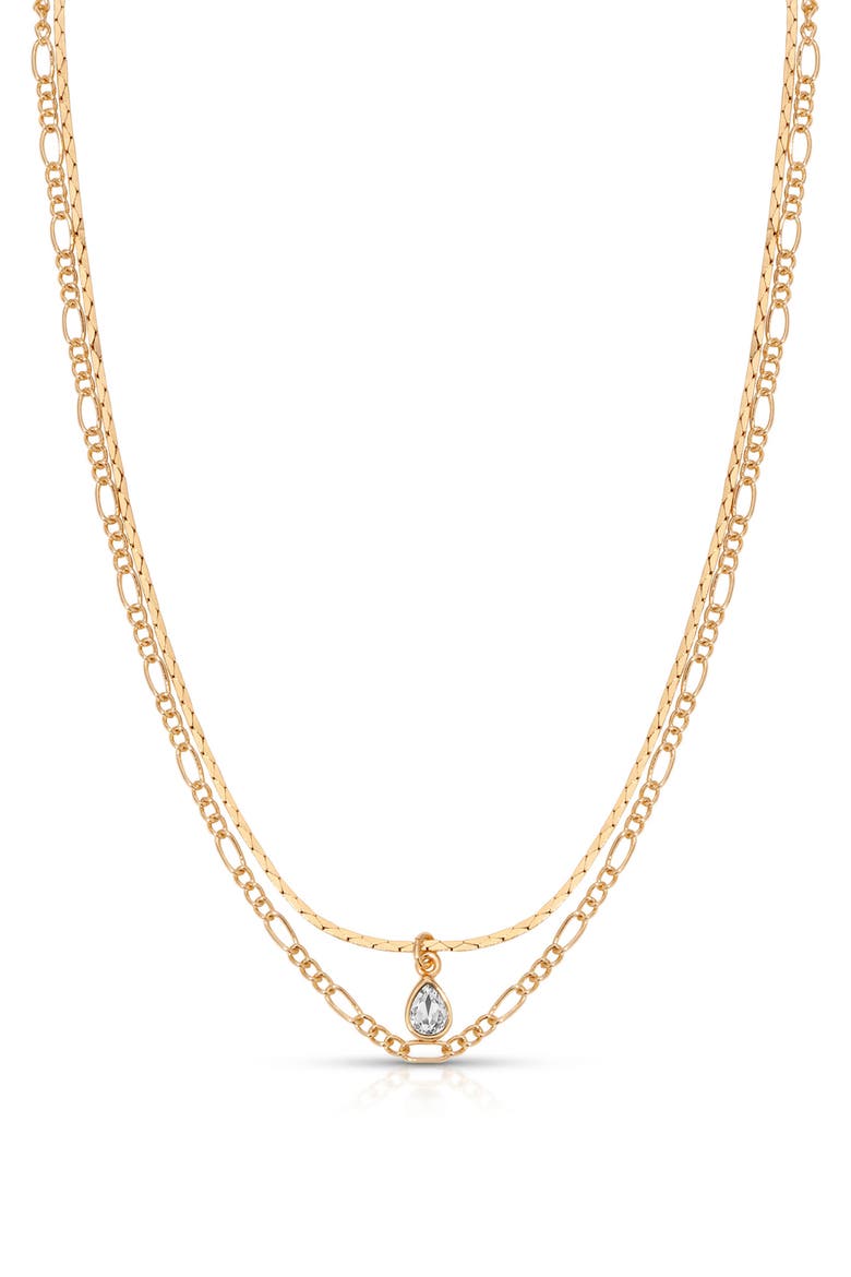Dewdrop Layered Chain Necklace, Alternate, color, GOLD