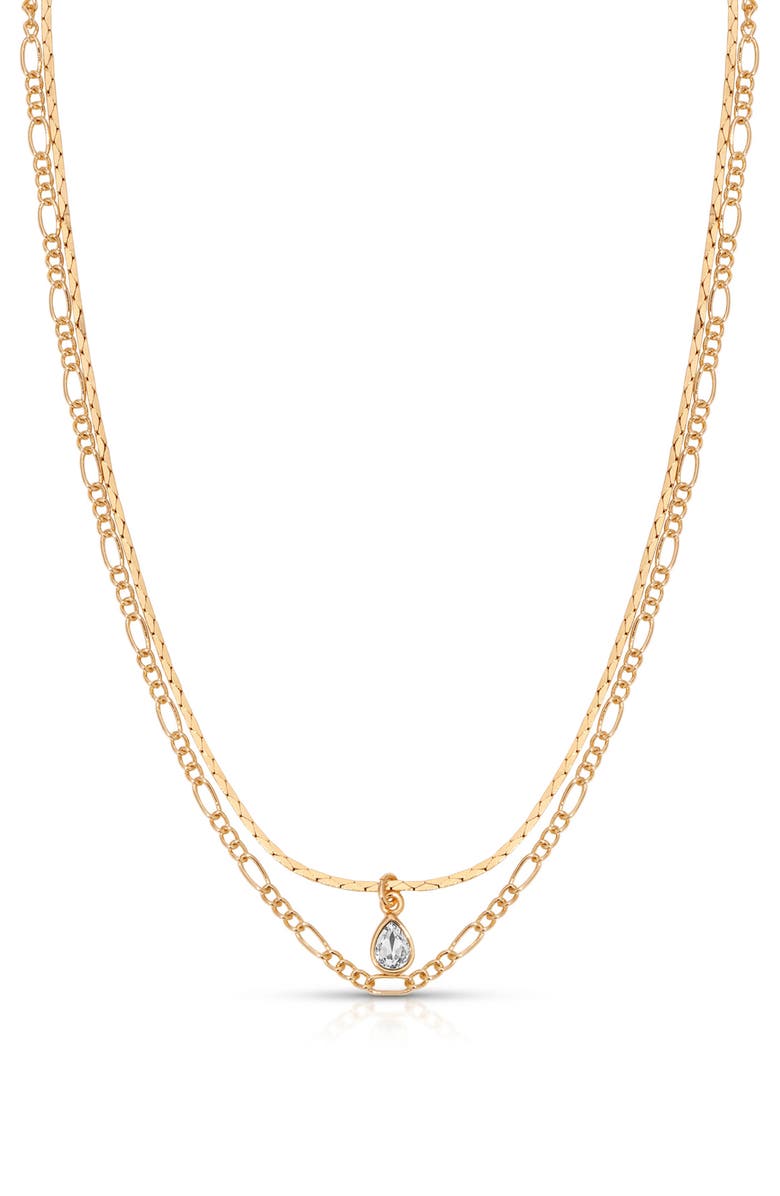 Ettika Dewdrop Layered Chain Necklace, Alternate, color, Gold
