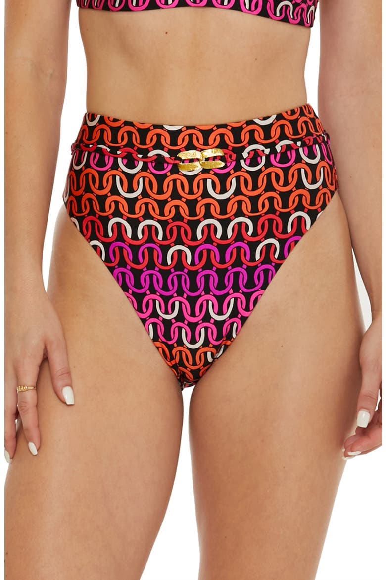 Echo Belted High Waist Bikini Bottoms, Main, color, PINK