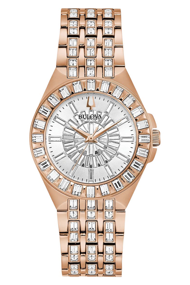 Crystal Bracelet Watch, 32mm, Main, color, ROSE GOLD