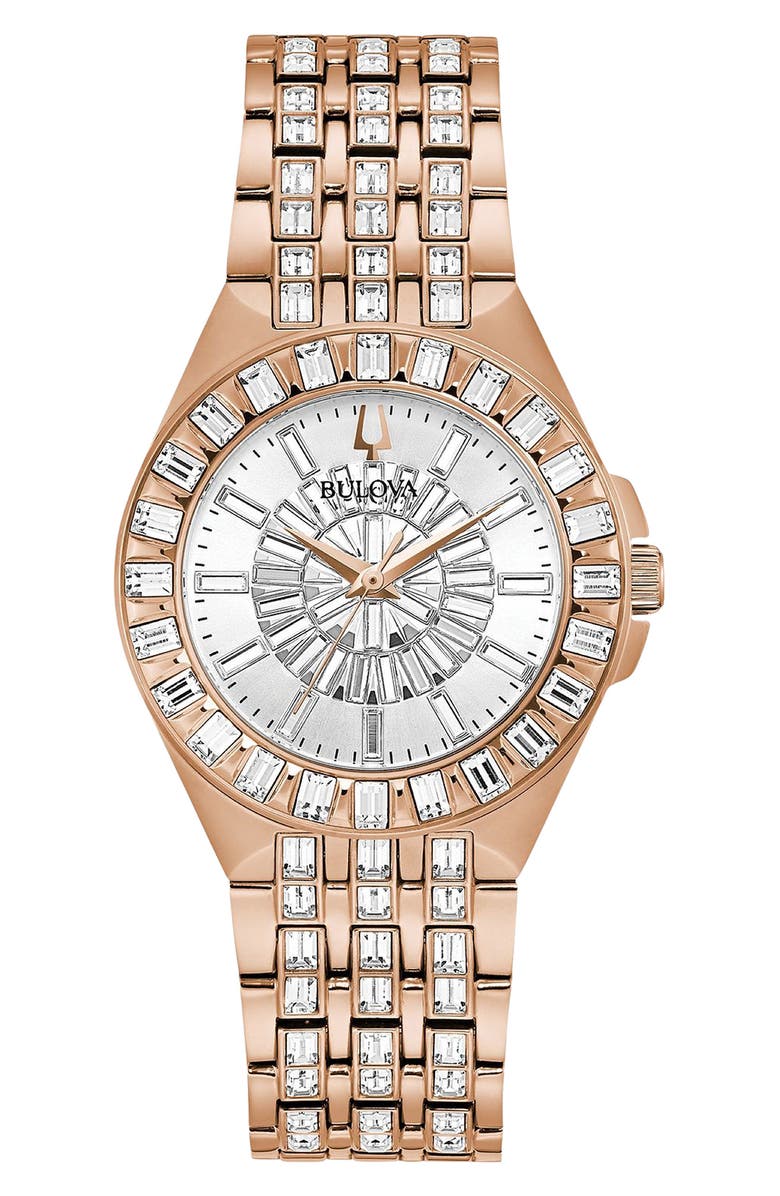 BULOVA Crystal Bracelet Watch, 32mm, Main, color, Rose Gold