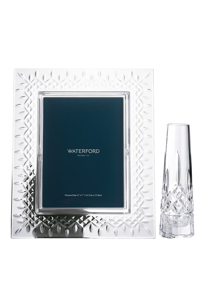 Lismore Crystal Picture Frame & Bud Vase Set, Main, color, NO COLOR