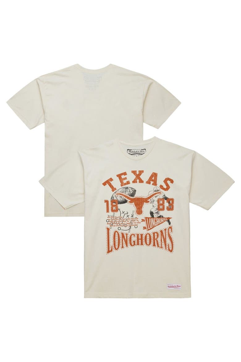 Men's Mitchell & Ness  Cream Texas Longhorns Heritage Scholar T-Shirt, Main, color, Cream
