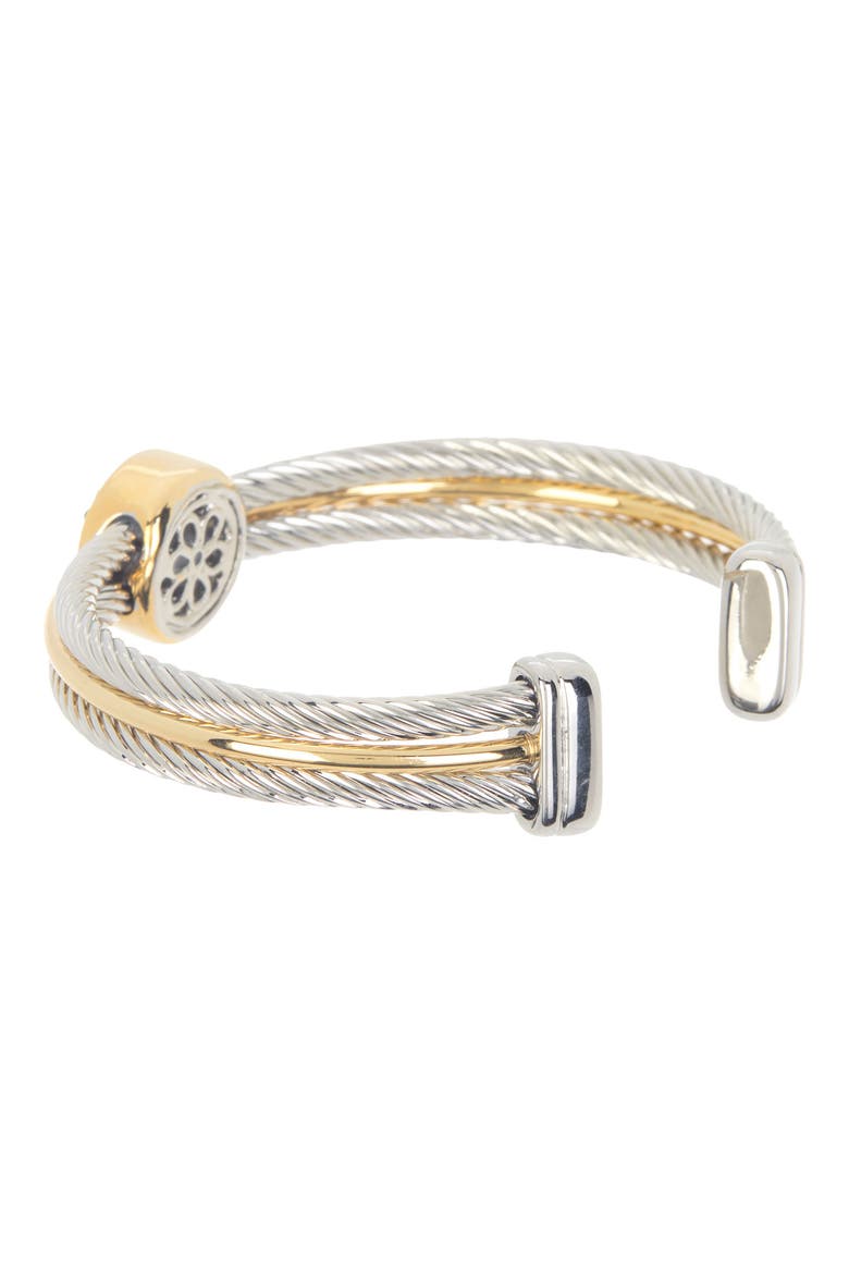 Twisted Cable CZ Evil Eye Bracelet, Alternate, color, TWO TONE