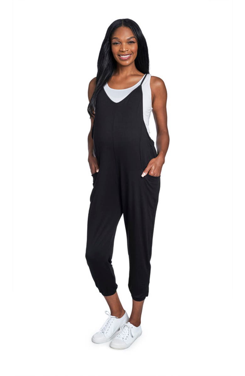 Everly Grey Brandi During & After Maternity/Nursing Romper, Main, color, Black