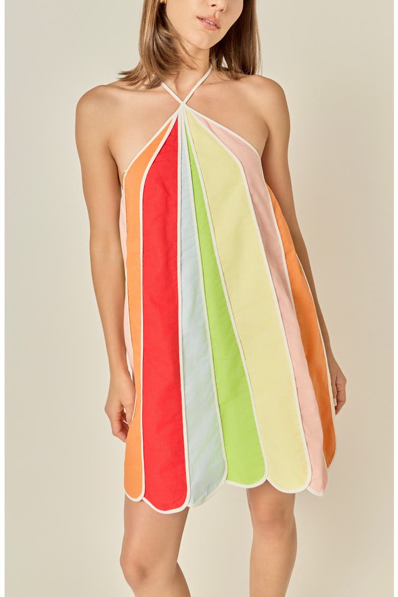 Umbrella Halter Minidress, Alternate, color, RED MULTI