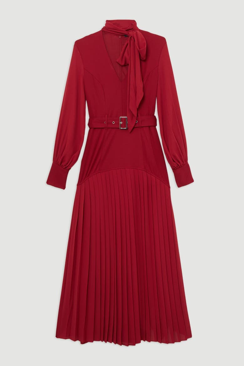 Jersey Ponte Georgette Mix Maxi Dress, Alternate, color, Plum