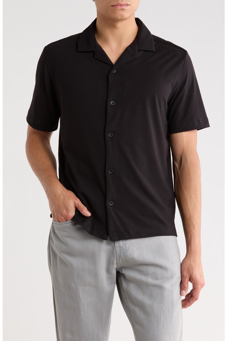 Short Sleeve Camp Shirt, Main, color, BLACK