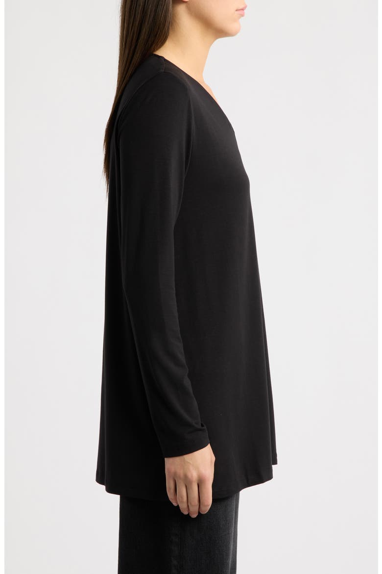 Long Sleeve V-Neck Tunic Top, Alternate, color, BLACK