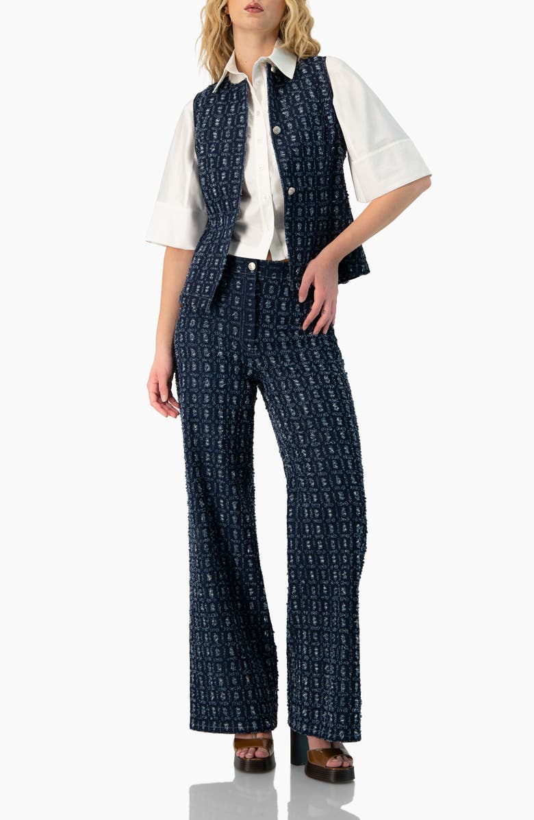 IVONNE Wide Leg Burned-Out Jeans, Alternate, color, Navy Blue