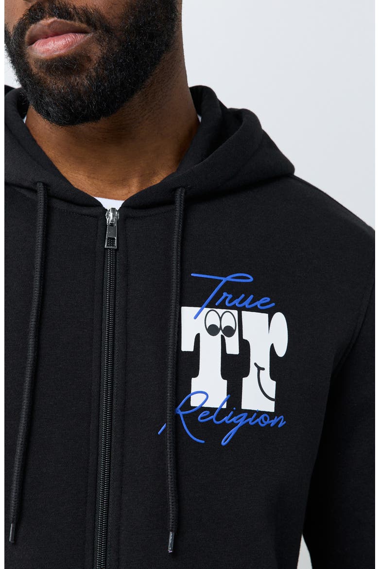 Script Logo Full Zip Hoodie, Alternate, color, JET BLACK