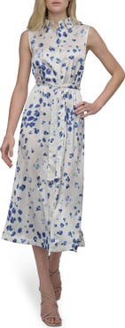 DKNY Floral Sleeveless Shirtdress