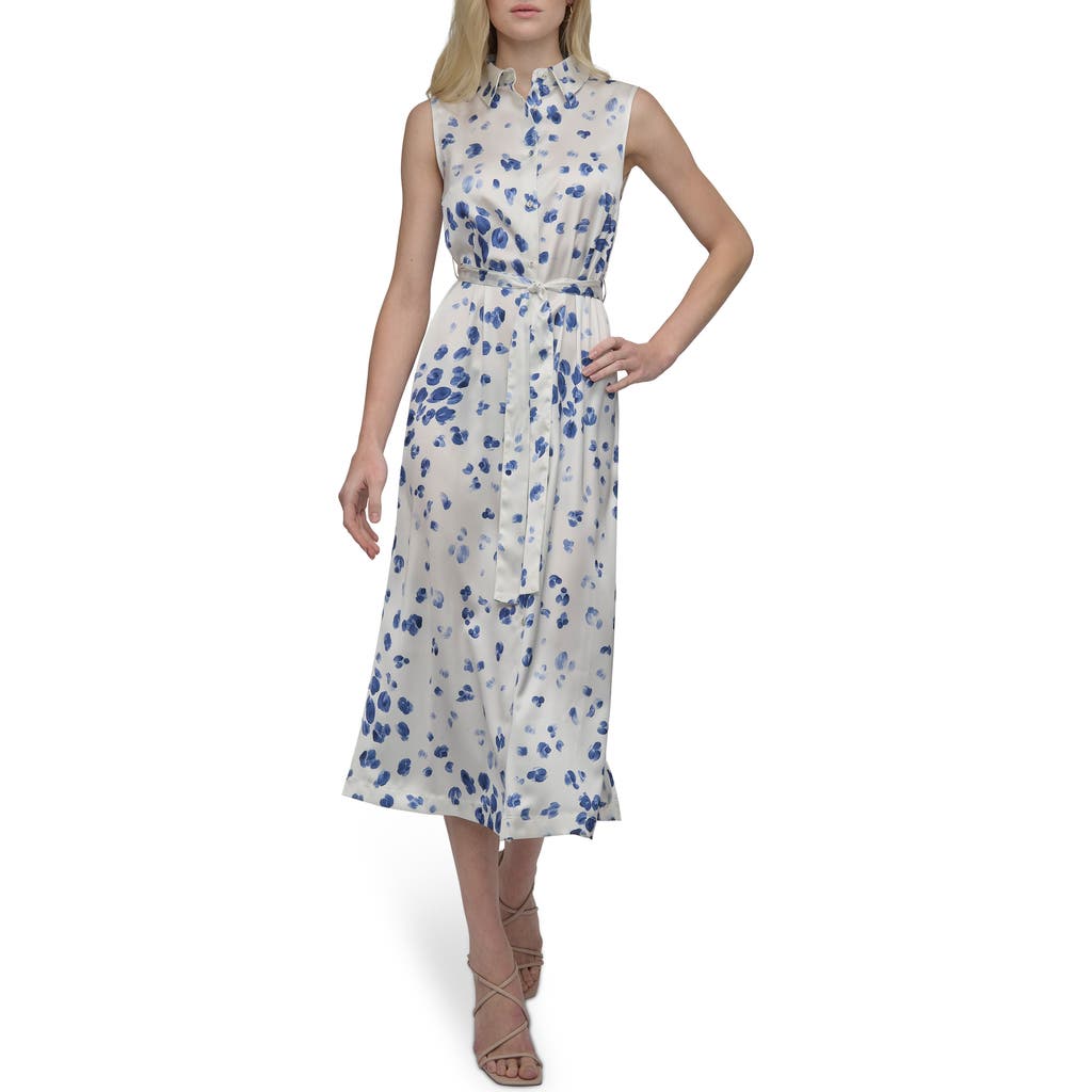 DKNY DKNY FLORAL SLEEVELESS SHIRTDRESS