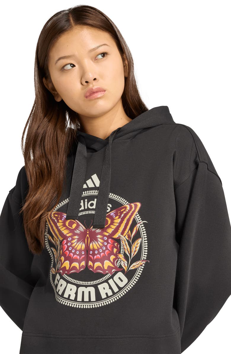 ADIDAS X FARM RIO Butterfly Graphic Hoodie, Alternate, color, Black