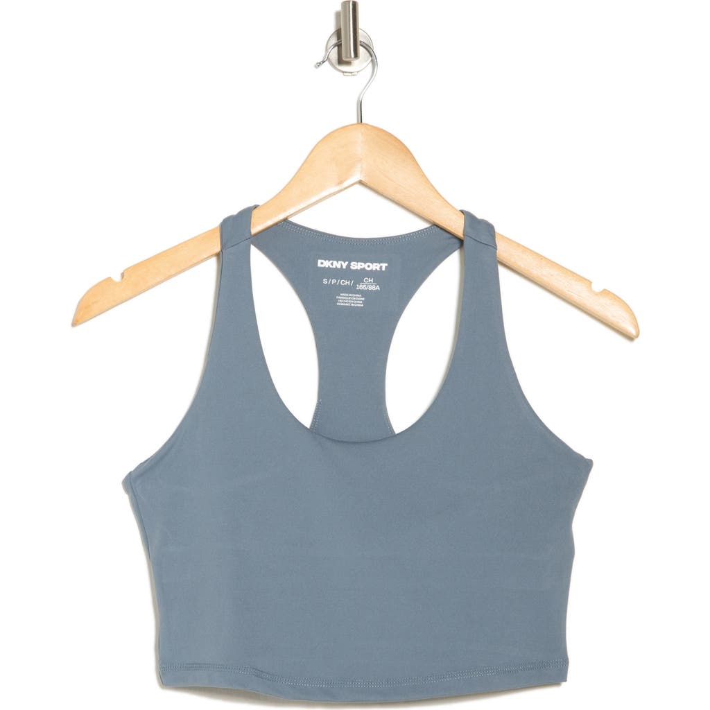 Dkny Racerback Longline Sports Bra In Blue Fog