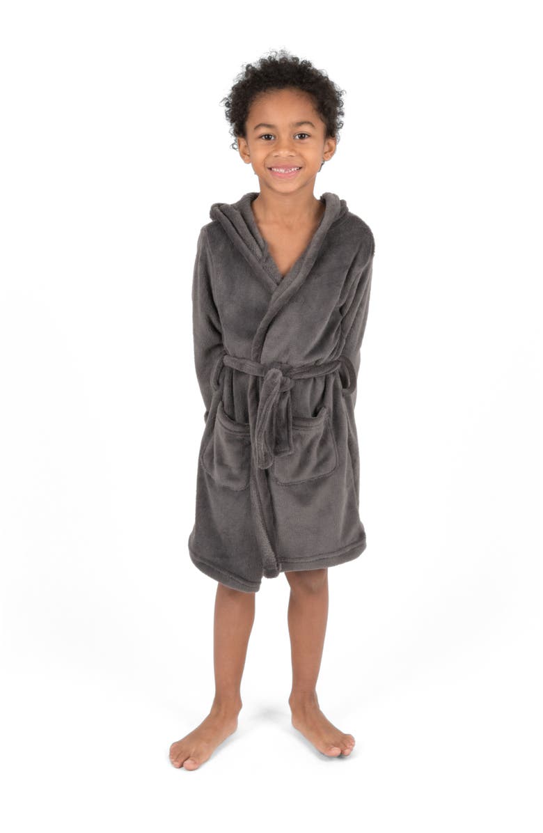 Leveret Kids Fleece Hooded Robe, Solid Colors, Main, color, Dark Gray