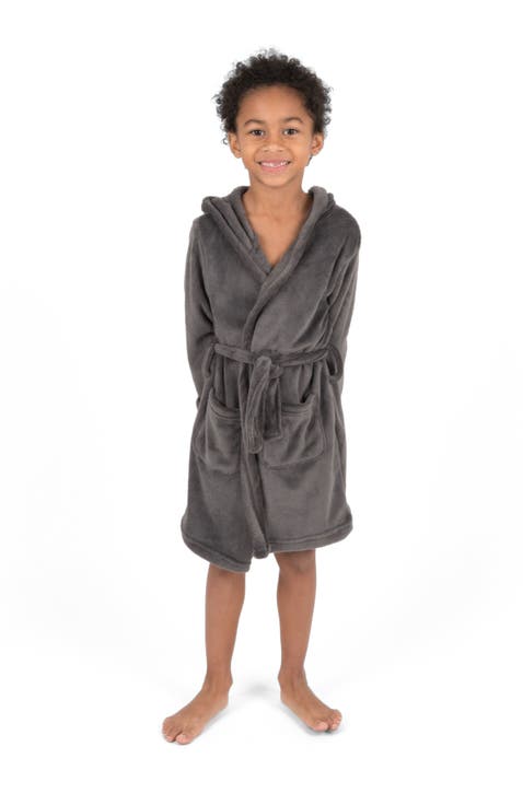 Kids Fleece Hooded Robe, Solid Colors