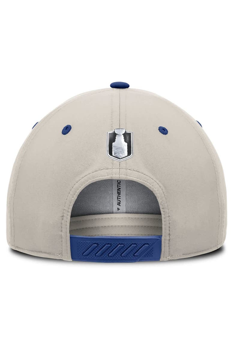 Men's  Fanatics  Royal/Gray Edmonton Oilers 2025 Stanley Cup Playoffs Locker Room Trucker Adjustable Hat, Alternate, color, Royal