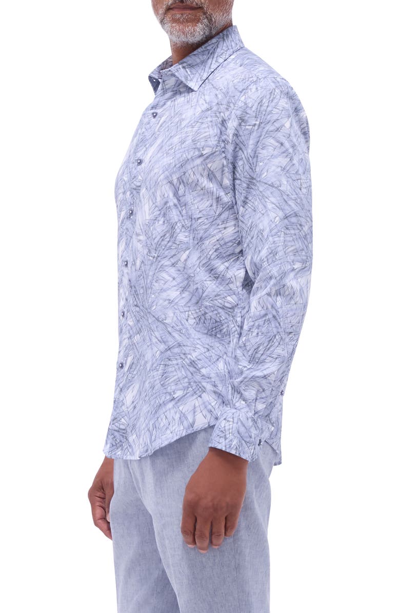 Bugatchi Julian Shaped Fit Stretch Cotton Button-Up Shirt, Alternate, color, Cobalt