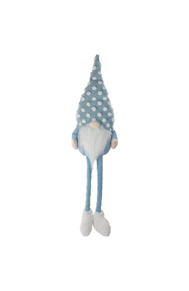 Northlight Sitting Spring Gnome Figure with a Pointy Polka Dot Hat - 34" - Blue and White, Main, color, Blue